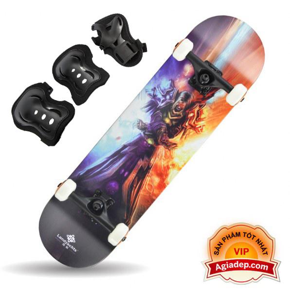 Ván trượt chuyên nghiệp SkateBoard (Phi thuyền mặt đất Landyard) + Bộ bảo vệ chân tay - Hàng Vip của Agiadep