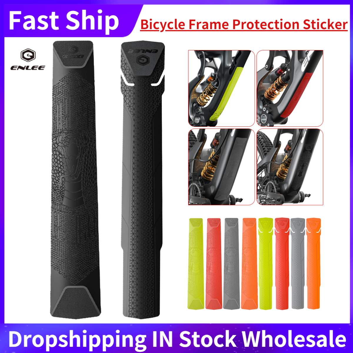 Miếng dán bảo vệ khung xe đạp ENLEE MTB Nắp bảo vệ đường có thể tháo rời Xe đạp xuống Ống chống xước Nhãn dán băng bảo vệ băng xe đạp