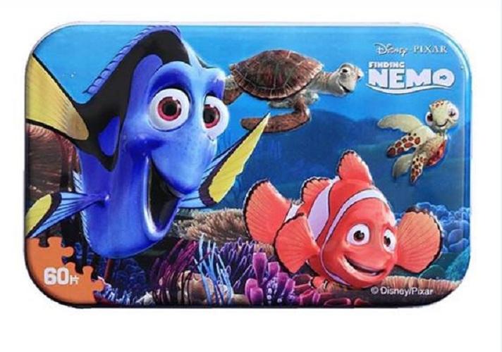 Đồ chơi tranh ghép hình 60 miếng hộp sắt in dập nổi - xếp hình cá