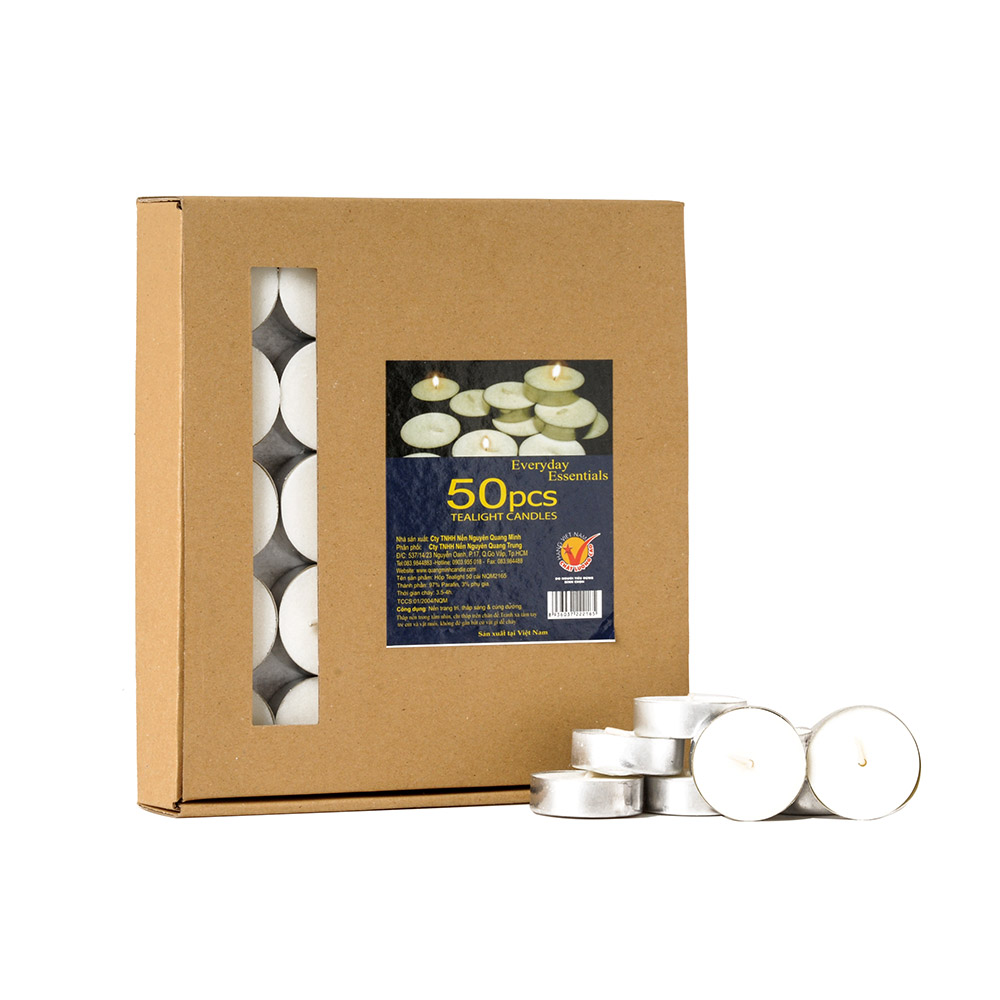 Nến tealight trắng không mùi, không tạo khói nqm tealight candles