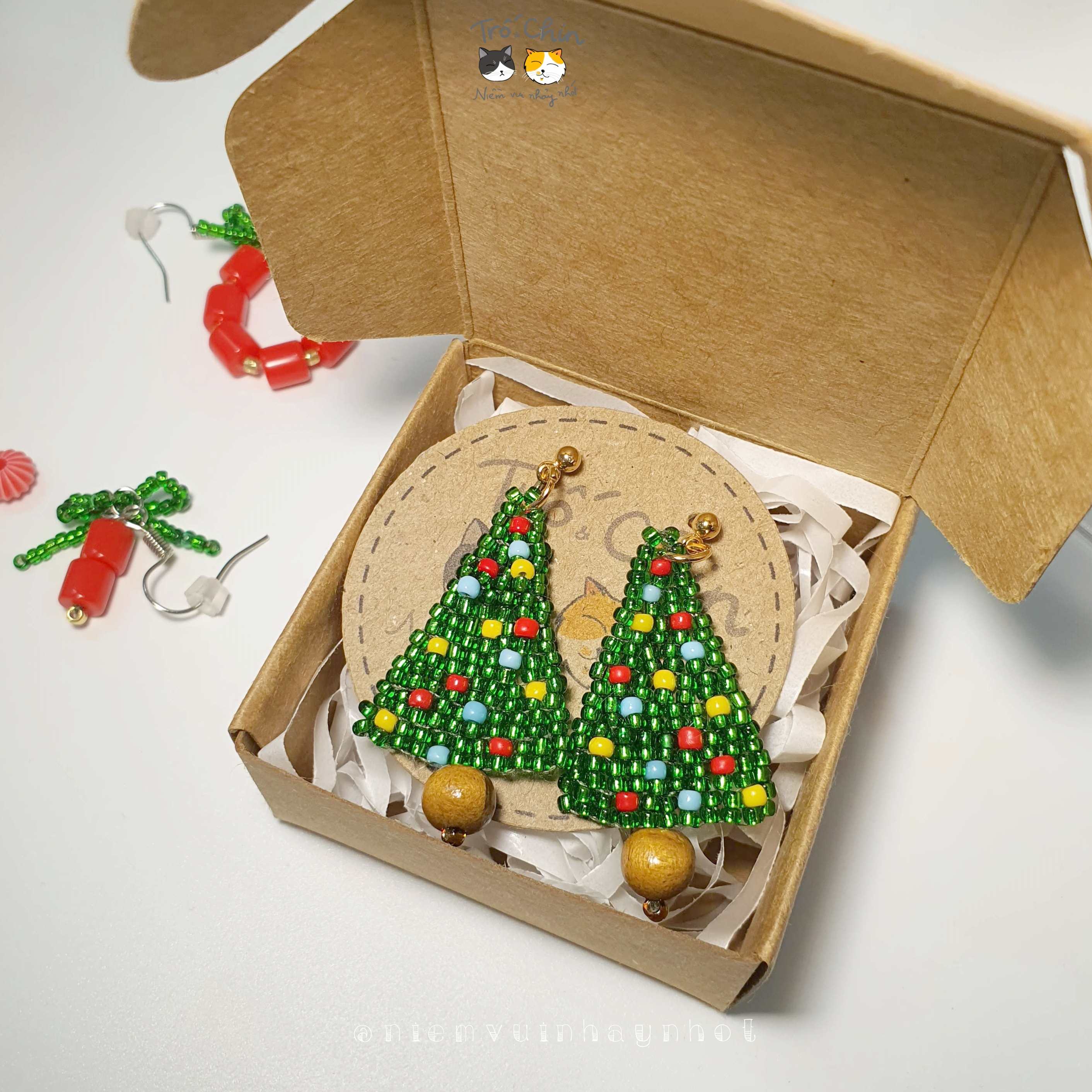 Khuyên tai Bông tai Christmas - 2 loại kẹp và ghim - handmade 100% đóng gói làm quà tặng Noel