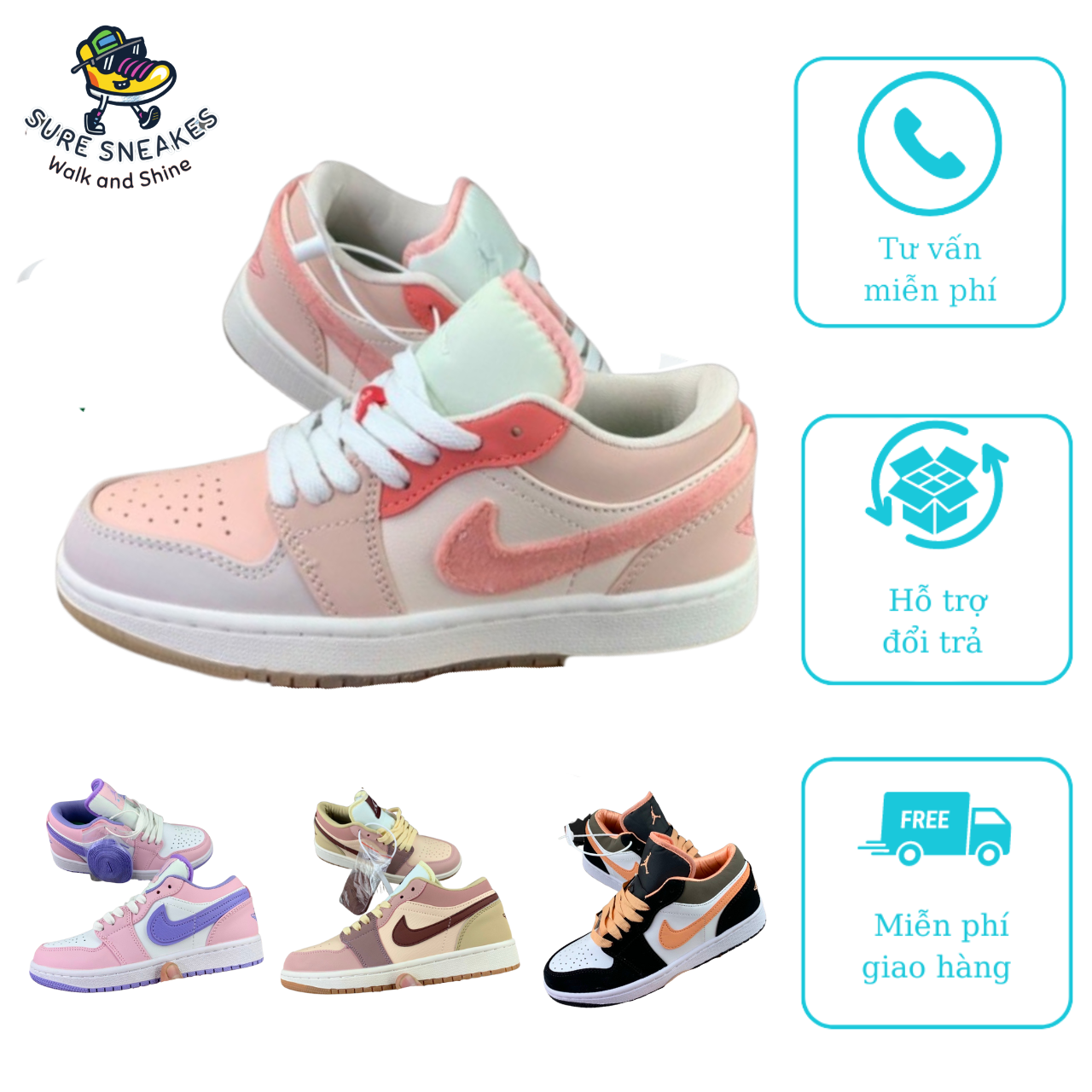 Giày thể thao jordann nữ bản rep 1.1.hàng chuẩn đẹp full box . hot hit 2023 nhiều màu sắc