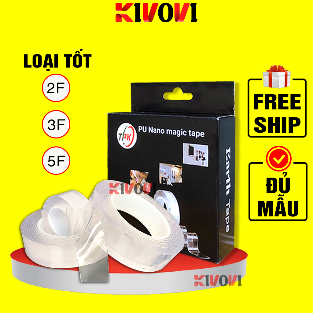 Băng Dính 2 Mặt Siêu Dính Trong Suốt Nano 3M,2M - Băng Keo Trong Suốt 2 Mặt Chịu Lực/ Băng Keo 2 Mặt Thổi Bong Bóng/ Băng Keo Nano Thổi Bong Bóng - Băng Keo 2 Mặt Siêu Dính Kivo