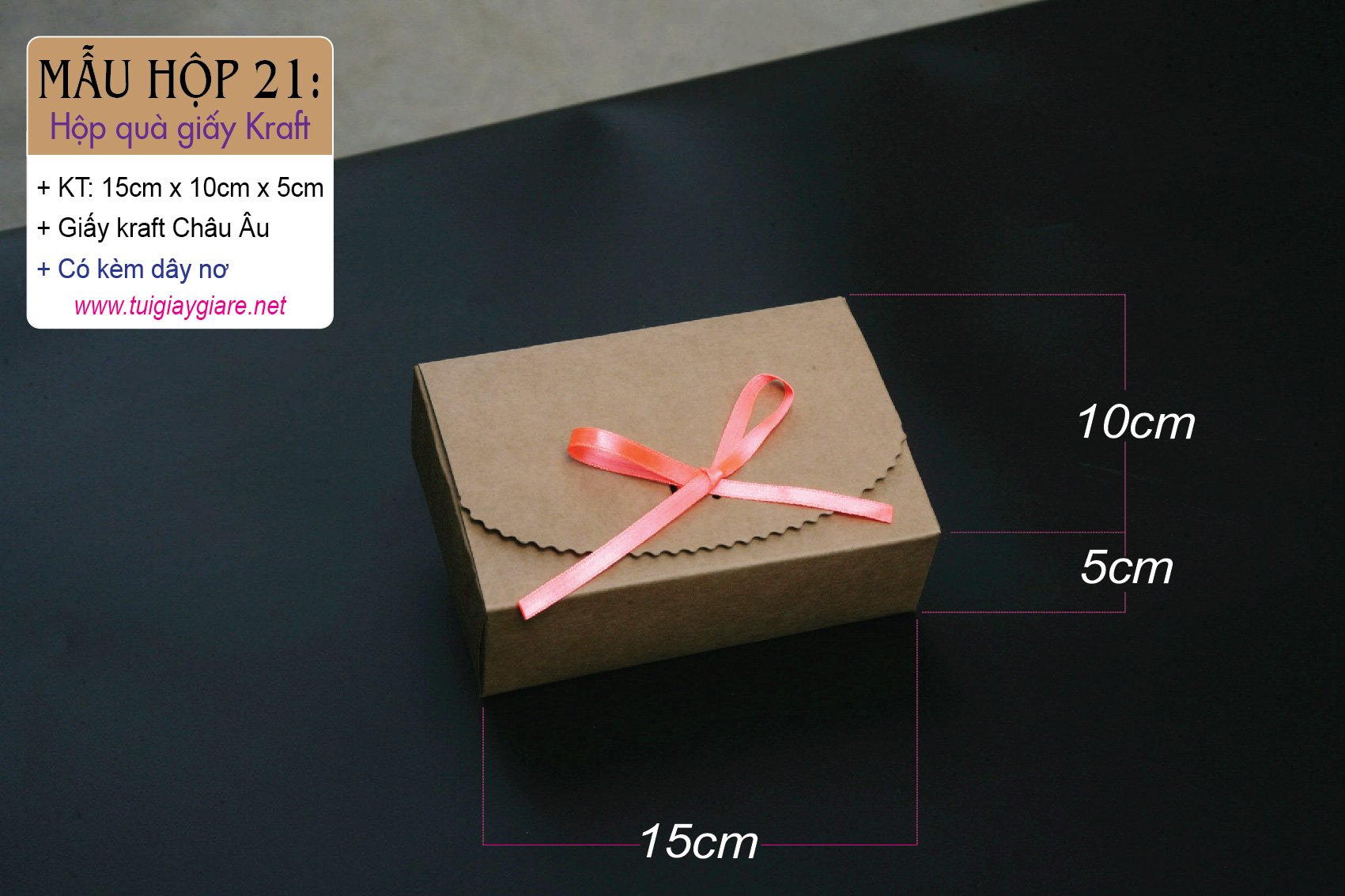 50 cái Hộp số 21 - Hộp giấy kraft Châu Âu đựng quà tặng phụ kiện quà cưới
