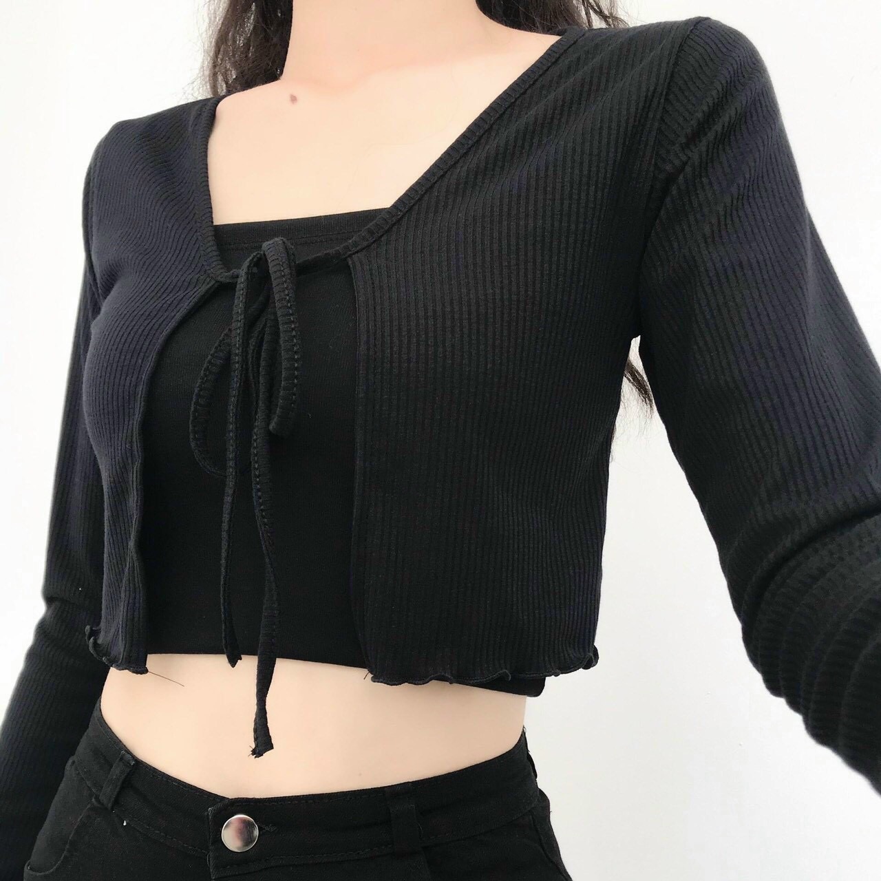 Áo croptop khoác cột dây