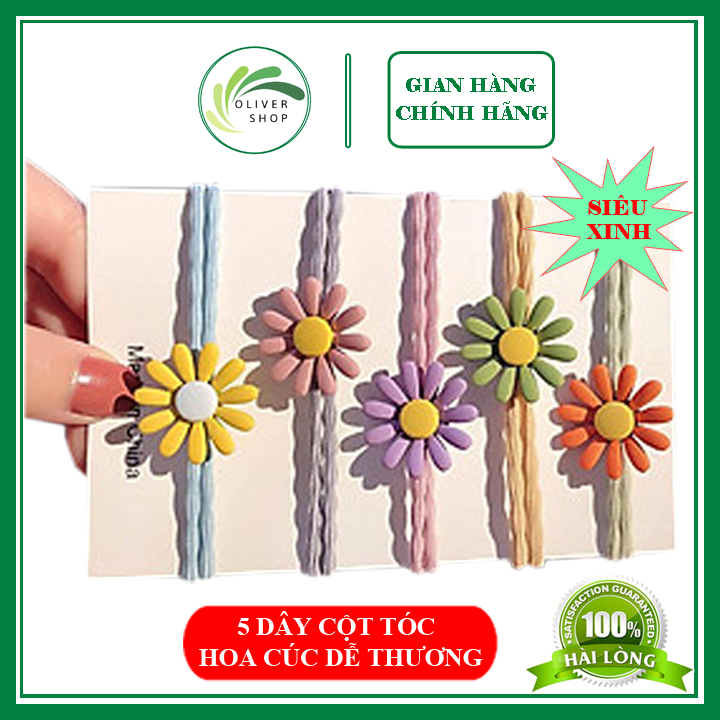 5 dây cột tóc hoa cúc ⚡siêu xinh⚡ nhiều màu dây thun buộc tóc nữ hàn quốc đẹp dễ thương