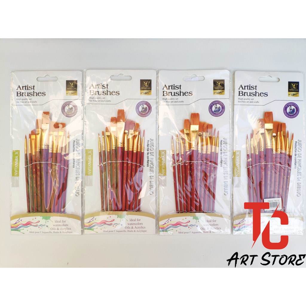Bộ cọ 705 yipinxuan 10 cây đỏ -cọ vẽ 10 cây - cọ 10 cây đủ loại :
