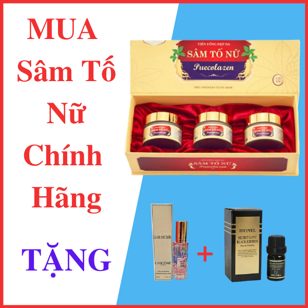 Sâm Tố Nữ Puecolazen Viên Uống Đẹp Da - Mờ Nám - Tăng Cường Nội Tiết Tố - Tăng Kích Thước Vòng 1, Có Tốt Không, Giá Bao Nhiêu, Mua Chính Hãng Ở Đâu + Tặng Nước Hoa Pháp Cao Cấp + Nước Hoa Vùng Kín Chính Hãng