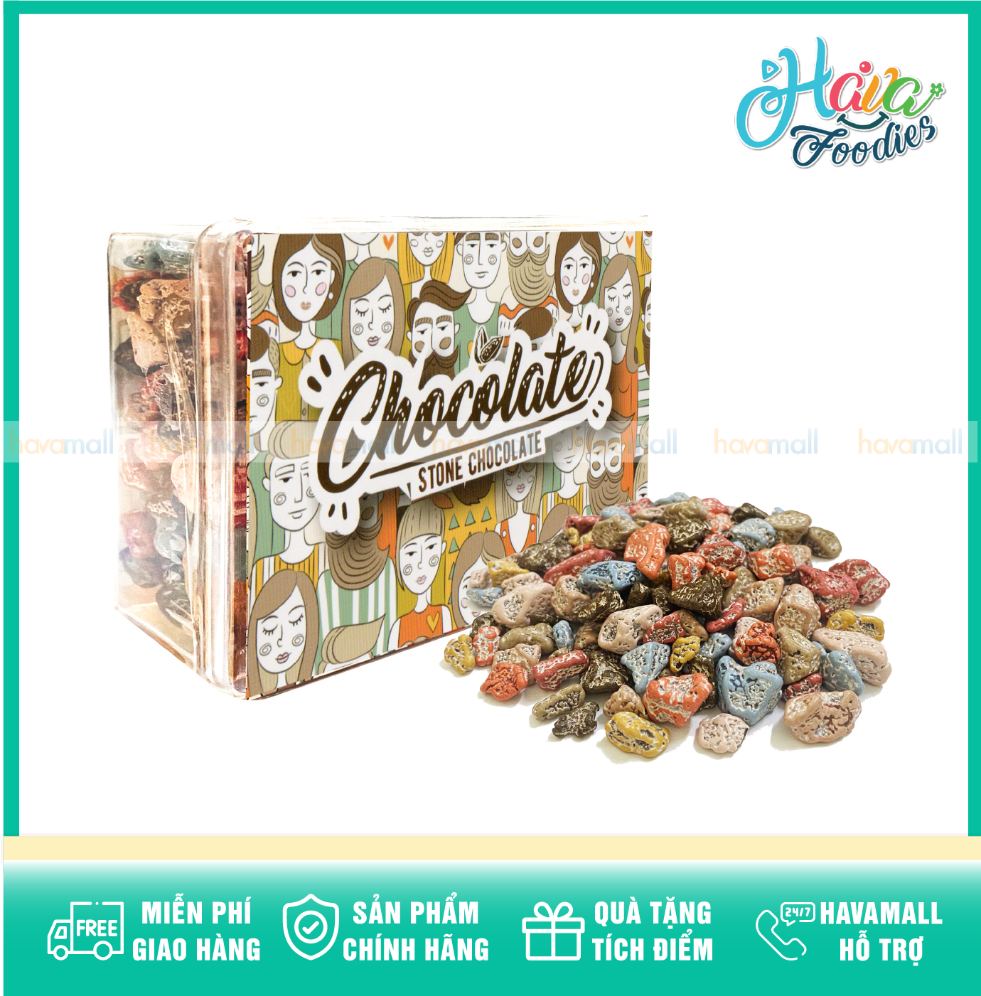 Kẹo socola hình viên đá hiệu choco rock hộp 150g