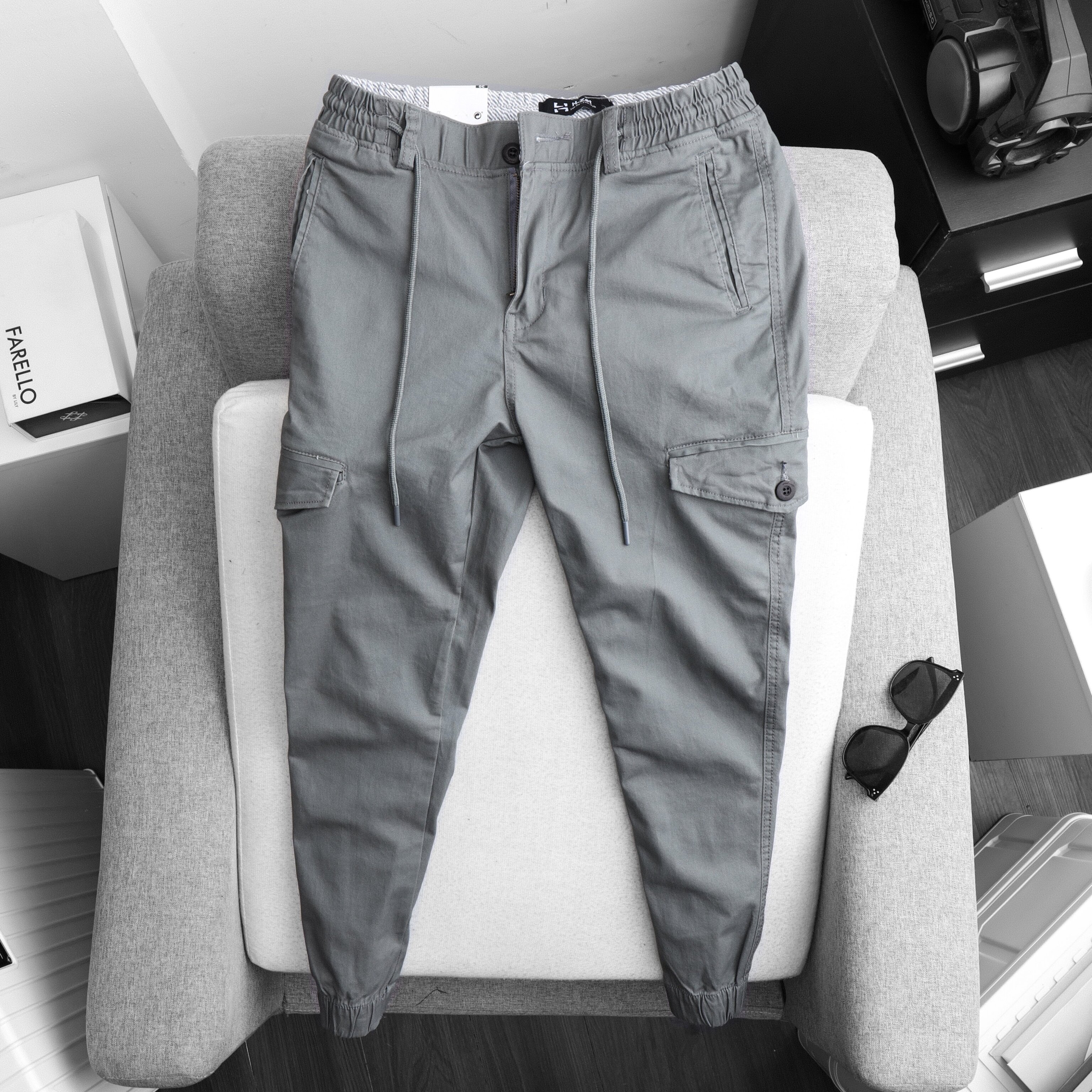 Jogger kaki túi hộp nam H-ZET vải co giãn thoải mái, nặng động với form quần slimfit - JGTH