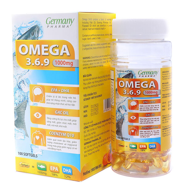 Omega 3.6.9 1000mg, hỗ trợ ngăn ngừa mắc các bệnh về tim mạch  Hộp 100