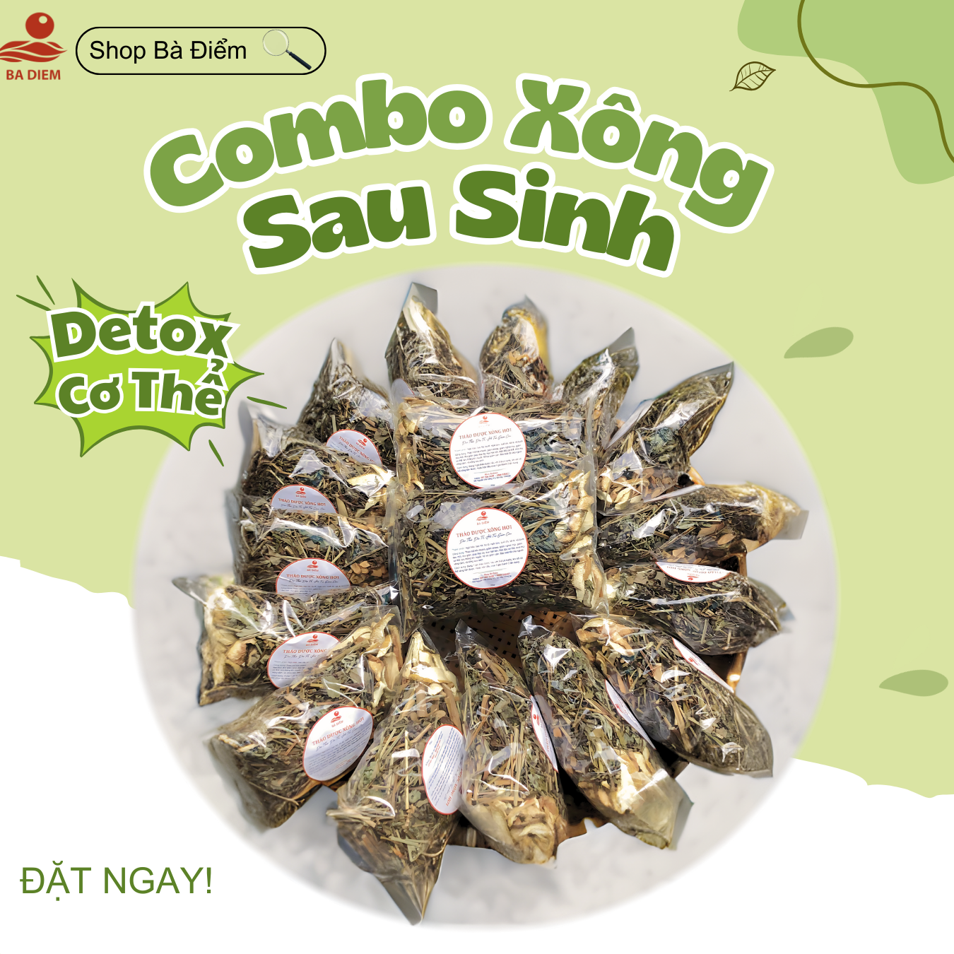 Combo 10 Gói Lá Xông Sản Phụ | Giúp Thư Giãn, Nhanh Phục Hồi Sức Khỏe, Giảm Cân Sau Sinh - Shop Bà Điểm.