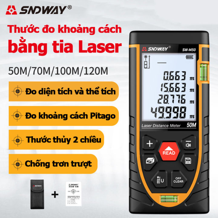 Thước đo khoảng cách bằng tia laser SNDWAY phạm vi 50 giá rẻ