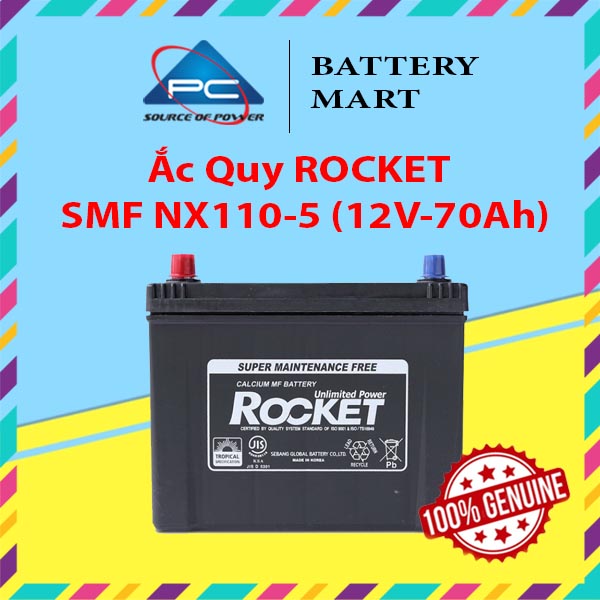 Bình ắc quy 12v-70ah, ắc quy rocket smf nx110-5/l