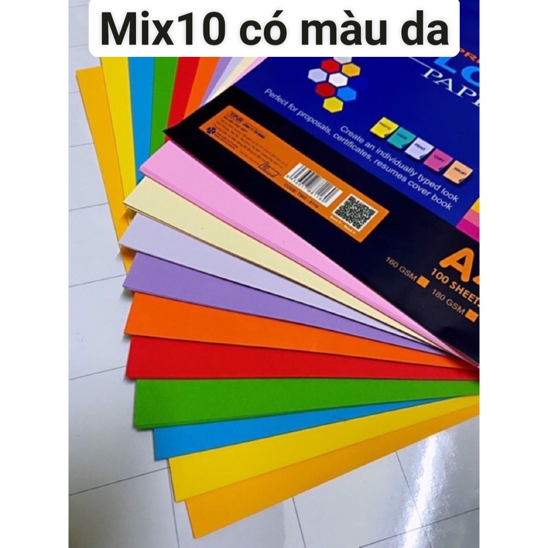 Set 10 tờ bìa màu cứng A4 mix màu