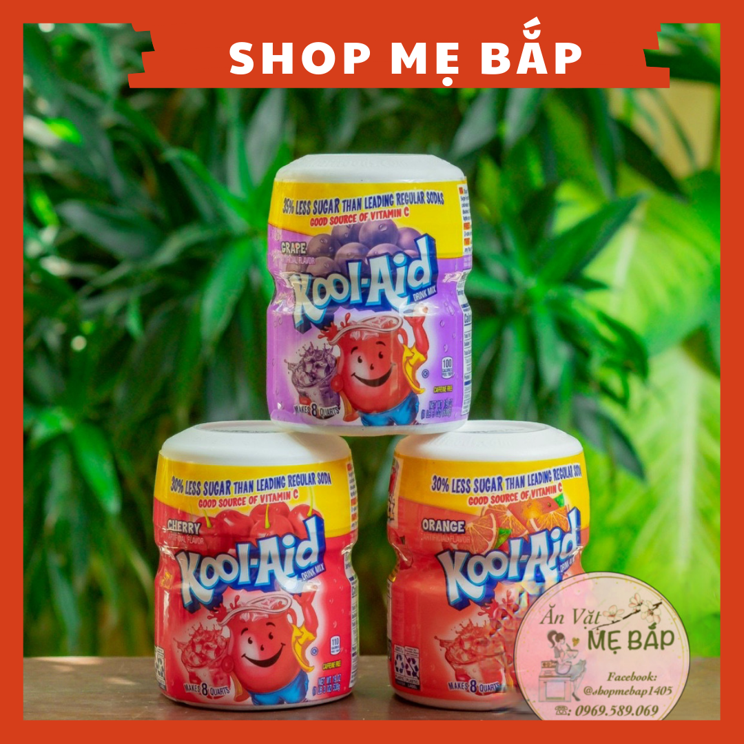 Bột trái cây pha nước uống kool-aid 538g - vị cam, nho, cherry - shop mẹ bắp