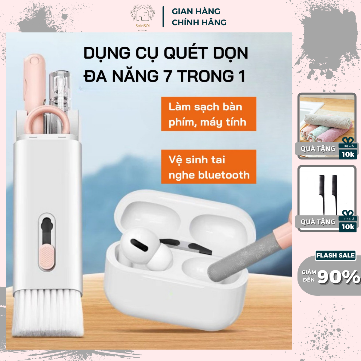 Bộ Dụng Cụ Vệ Sinh Bàn Phím Máy Tính Tai Nghe Samsoi store Đa Năng 7 Trong 1 Siêu Tiện Lợi Nhỏ Gọn Dễ Dàng Đem Theo