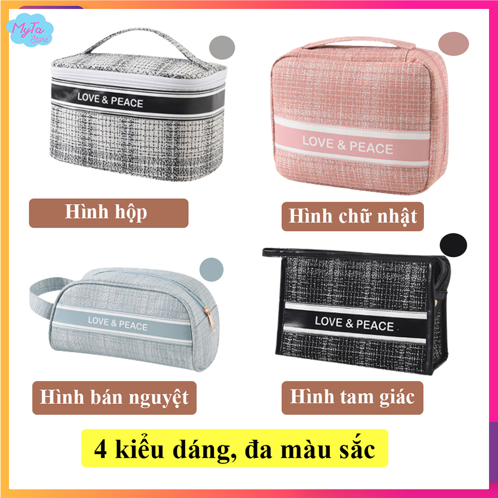 Túi đựng mỹ phẩm dành cho nữ đựng đồ dùng cá nhân xách tay đi du lịch nhiều màu 4 kiểu dáng thiết kế kẻ sọc sang trọng phong cách Hàn Quốc