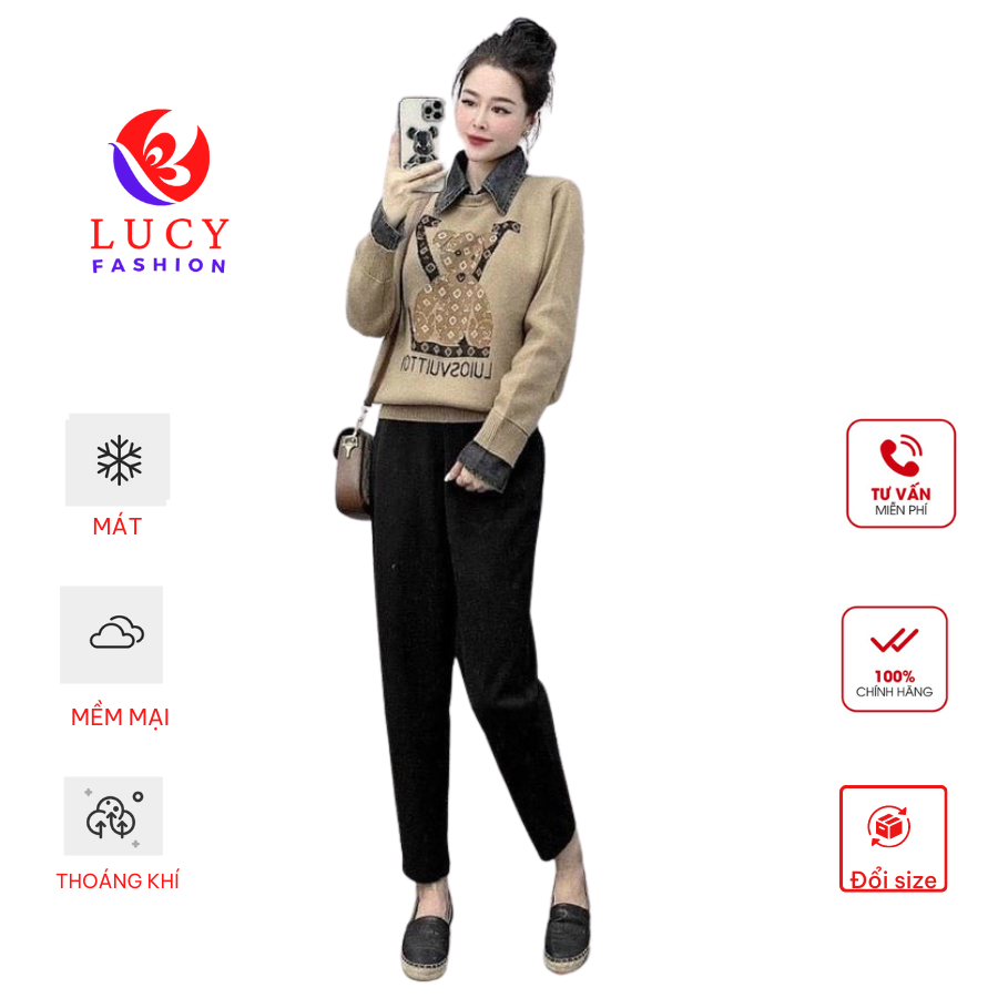 Quần dạ nữ LUCY dạ tăm dày dặn ấm áp lưng chun dễ chịu lên dáng đẹp