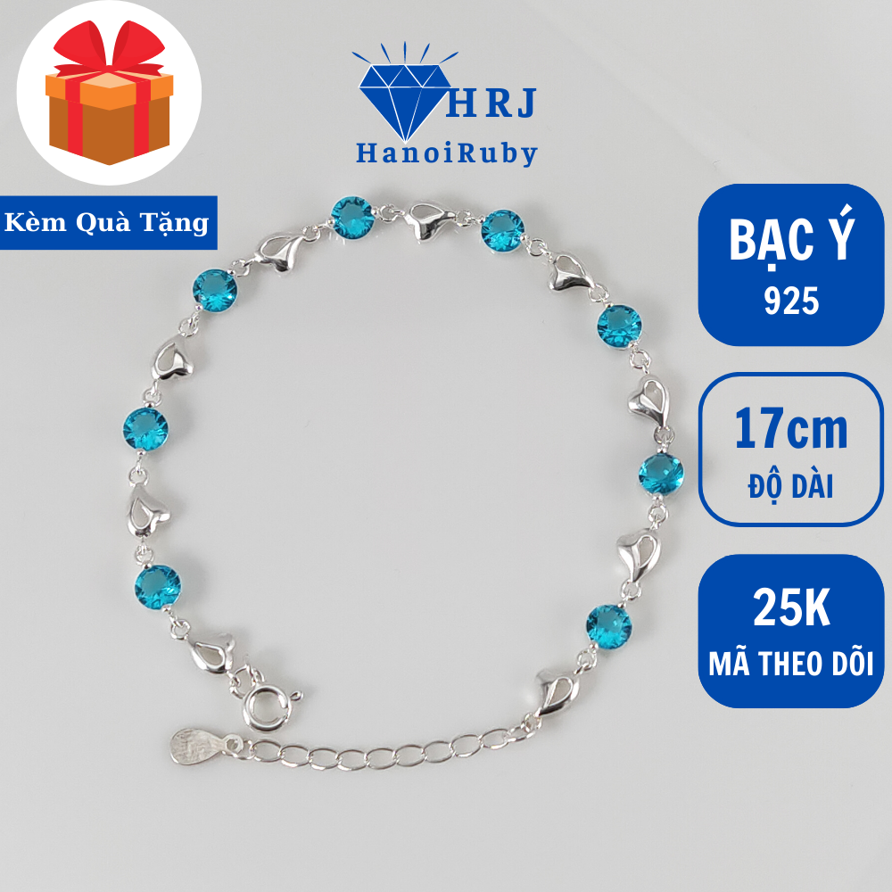 Lắc tay nữ Hanoi Ruby Blue Pear bạc Ý đá xanh sang trọng, quý phái, vòng tay nữ Hanoi Ruby- Trang sức Hanoi Ruby
