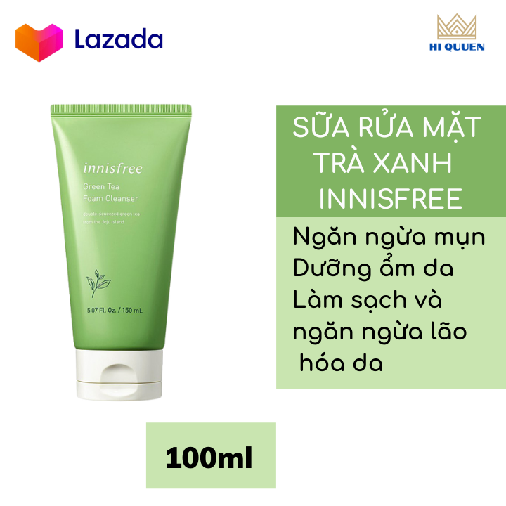 Sữa rửa mặt trà xanh innisfree ngăn ngừa mụn , dưỡng ẩm da 150ml hàng chuẩn