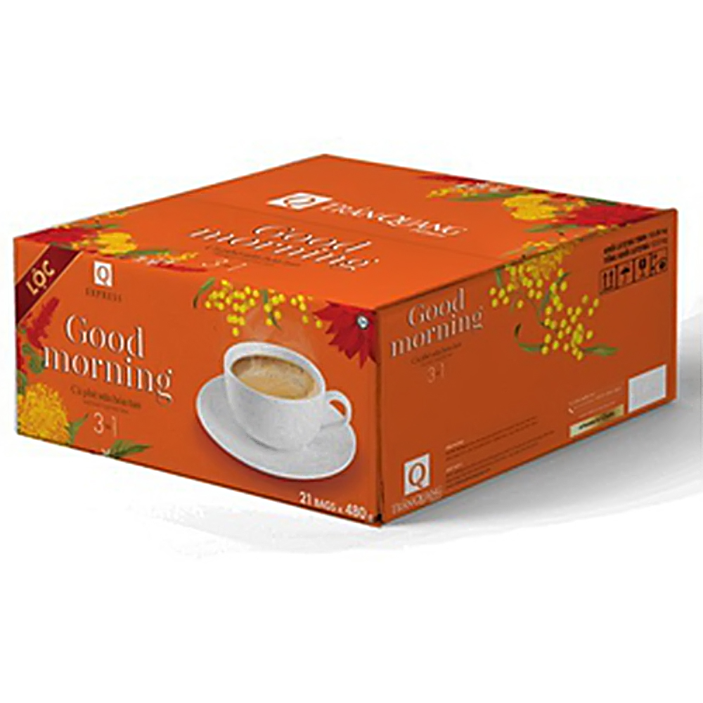 1 thùng cafe sữa hòa tan trần quang "good morning" x 480gr - 1 thùng good morning