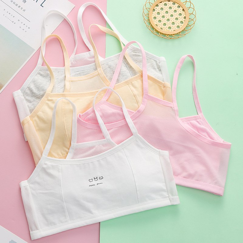 Áo Lót Cho Bé Gái 2 Dây Cotton Hoạ Tiết Xinh Lưng Lưới Thoáng Mát ,Áo Bra 2 Lớp Lót Mềm Cá Tính Năng Động DLN68 A108