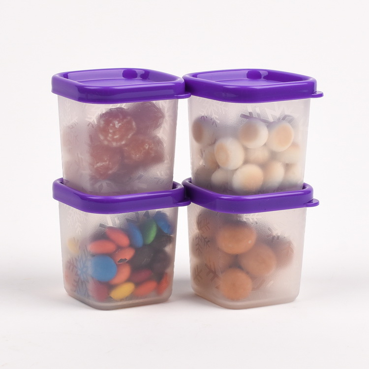 {Hàng Chính Hãng Có Sẵn} Bộ 4 Hộp Trữ Đông Mini TUPPERWARE Nắp Màu Tím, Dung Tích 80Ml, Phù Hợp Đựng Đồ Ăn Dặm Cho Bé