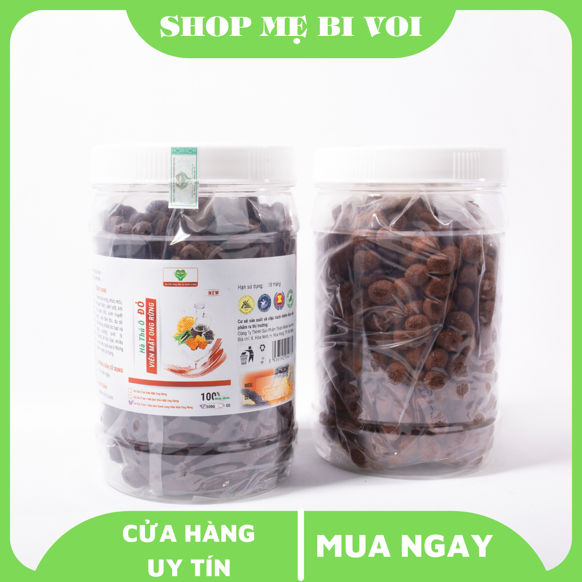 Hà thủ ô mè đen viên mật ong rừng Mẹ Ken 500gr - Giảm tóc bạc, bổ máu, xanh tóc