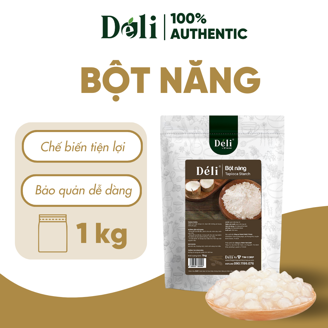 Bột năng Déli - 1kg - dùng làm topping trà sữa, nấu chè