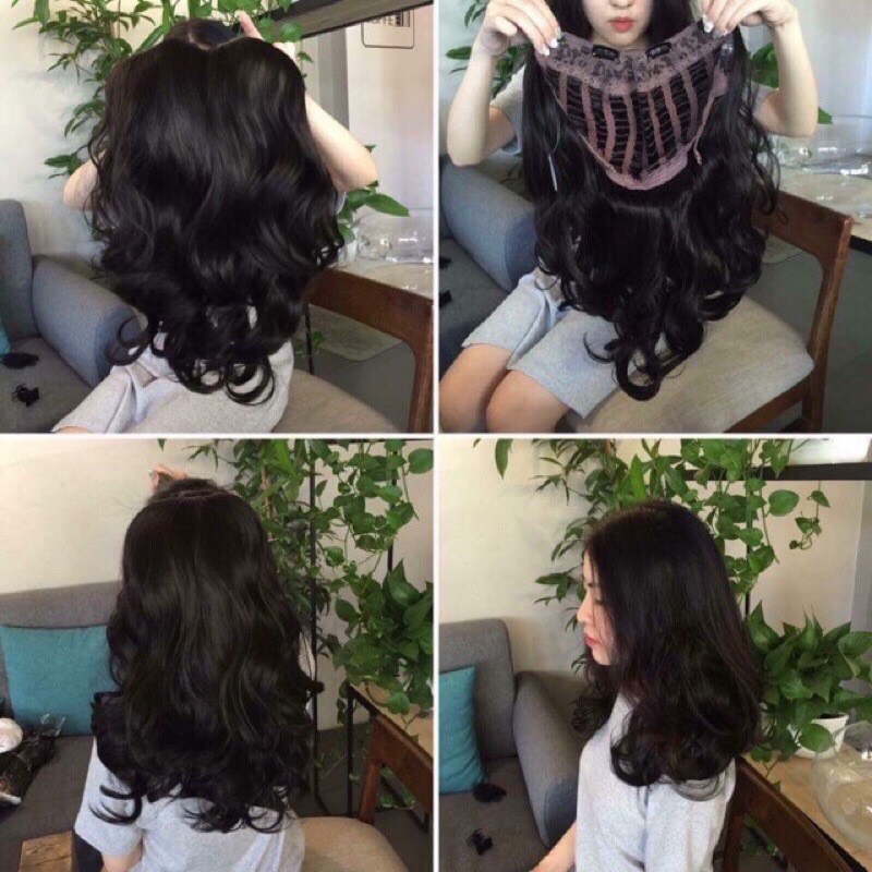 Tóc giả nữ đẹp💖tóc kẹp chữ u xoăn ngắn 40cm