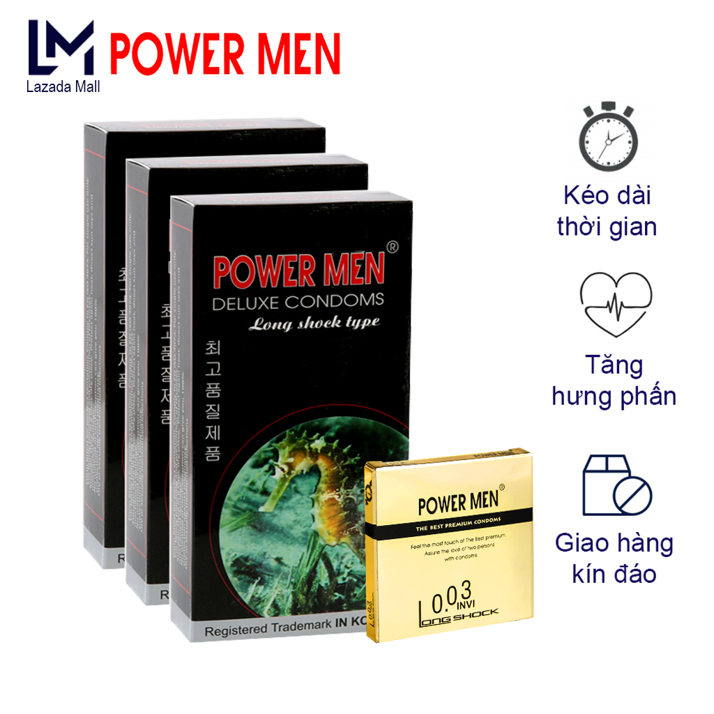 Combo 36 Bao cao su gân gai Powermen cá ngựa Longshock Kéo dài thời gian quan hệ - Tăng hưng phấn cho nữ