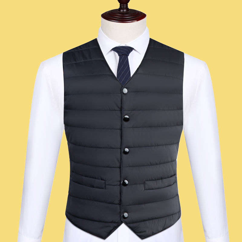 Áo gilê nam mùa đông áo gilê cotton lông vũ nhẹ nhàng mùa đông mặc bên trong giữ ấm áo gilê công sở áo gilê thời trang