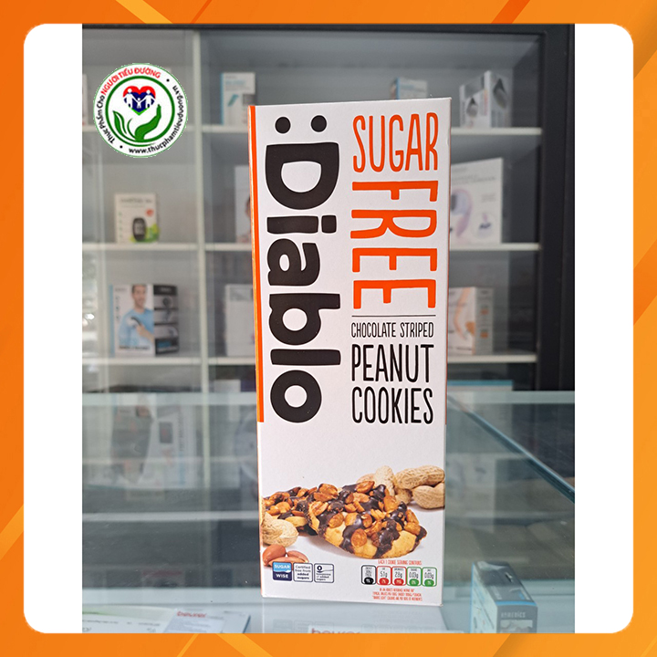 [HCM]Bánh cookies mềm không đường đậu phộng và sốt sôcôla Diablo hộp 150g (dành cho người ăn kiêng tiểu đường)