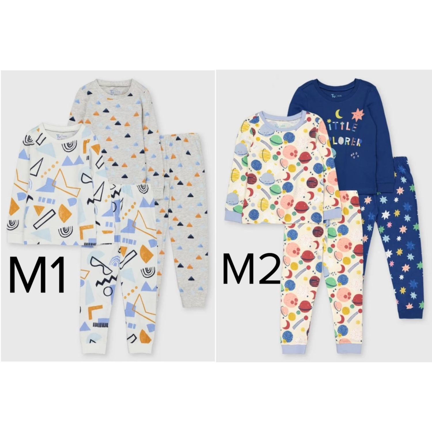 Set 2 bộ quần áo thu đông TU UK chất liệu cotton mềm mại cho bé