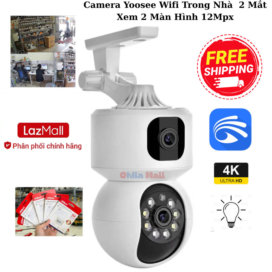 Yoosee Sale Sốc 50% Camera Yoosee Trong Nhà 2 Mắt 8MP,Xoay 360, Đàm Thoại 2 chiều,Báo Động Chống Trộm, Hỗ Trợ Màu Về Đêm, Đàm Thoại 2 Chiều - BẢO HÀNH 12 THÁNG