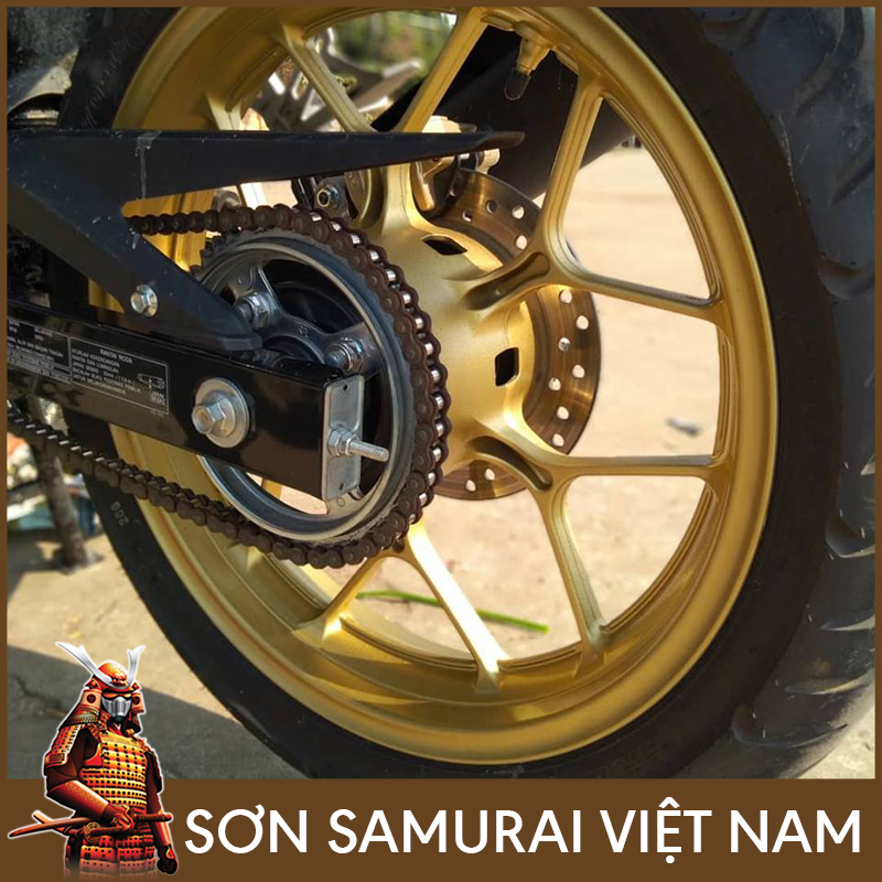 Sơn samurai xanh ánh kim - Combo màu vàng 1123 sơn xịt samurai