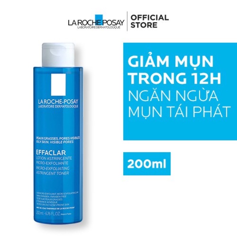 Hàng công ty) nước hoa hồng toner giúp se khít lỗ chân lông sạch sâu cho da dầu mụn la roche posay effaclar astringent