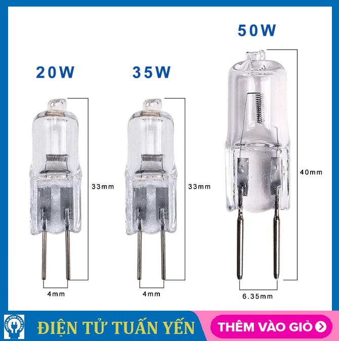 Bóng đèn Halogen 12V dùng cho máy xông tinh dầu công suất 20W 35W 50W