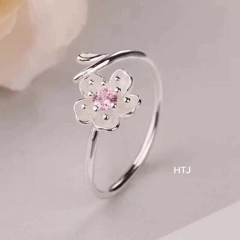 NHẪN NỮ BẠC TA - NHẪN HOA ĐÀO XINH XẮN FREE SIZE - Shop bạc BiBi cam kết bạc chuẩn, chất lượng, kèm bảo hành