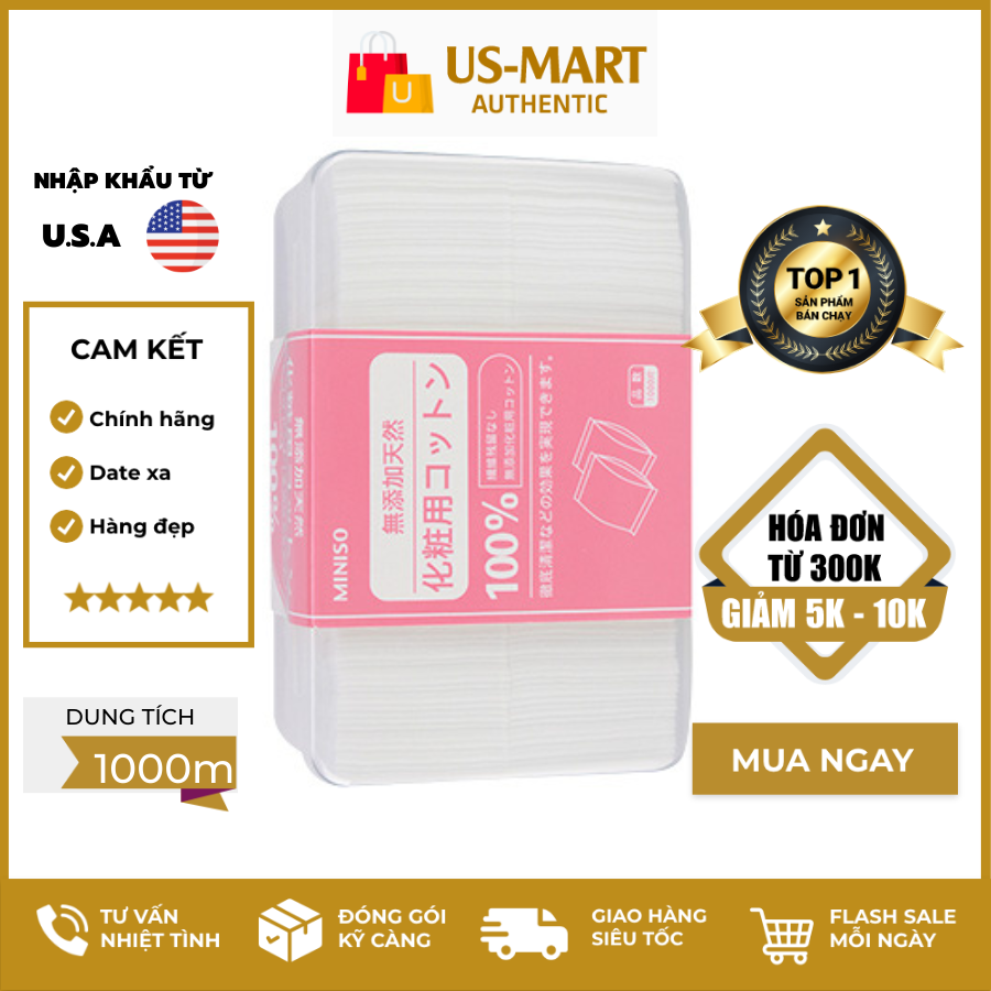 Bông tẩy trang miniso 1000 miếng