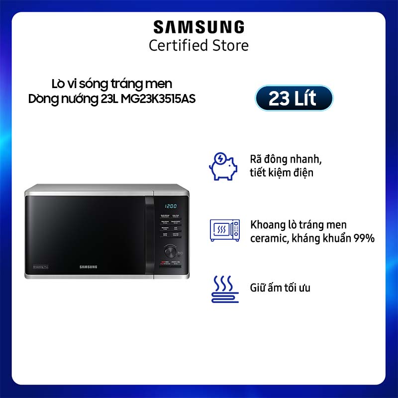 Lò vi sóng samsung tráng men dòng nướng mg23k3515as