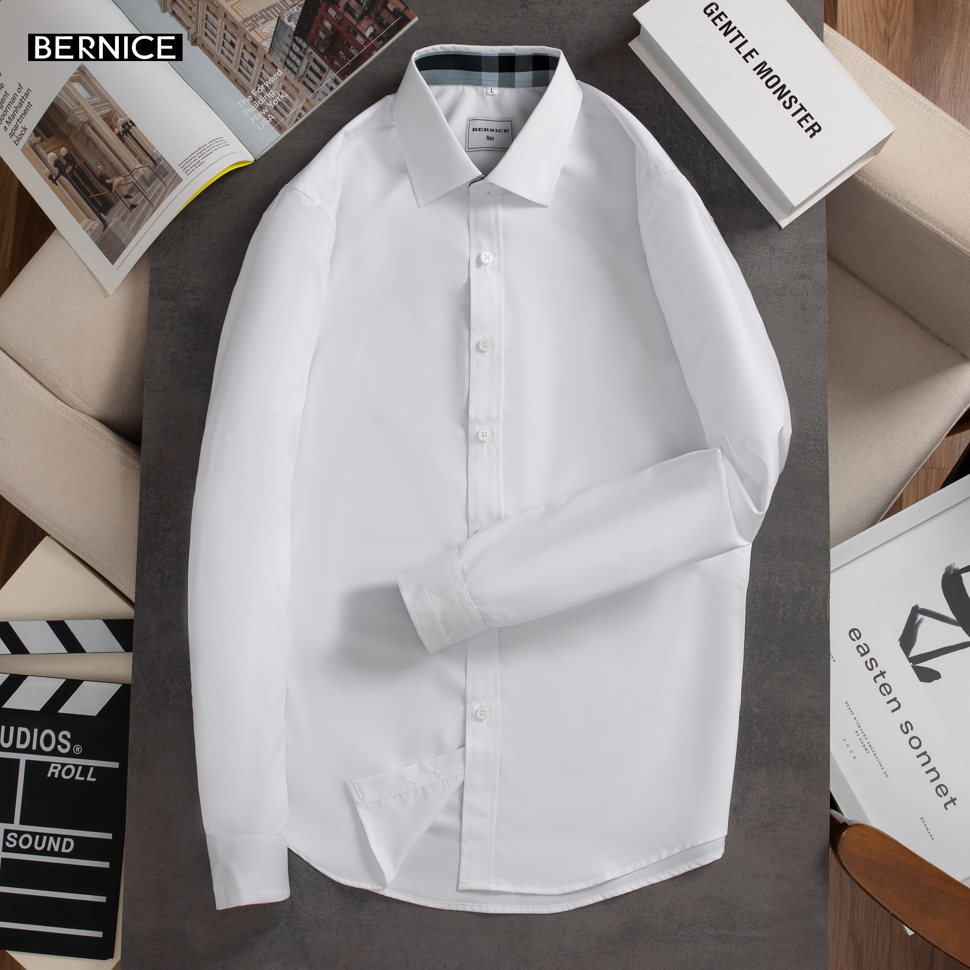 [ Xuất khẩu ] Áo sơ mi dài tay  nam giới Cao cấp - KHÔNG NHĂN - KHÔNG BÁM BỤI - Sơ Mi Trắng BERNICE MAN