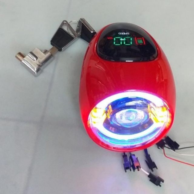 Đầu đèn 48v 4 bình xe đạp điện led báo tốc độ huy xe điện