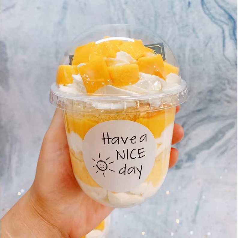 Combo 50 ly nhựa đáy bầu 360ml dùng đựng smoothies, trà sữa , nước ép có kèm nắp