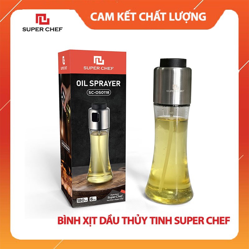 Bình Xịt Dầu Thủy Tinh Tiết Kiệm Dầu Ăn Super Chef Siêu Tiện Lợi
