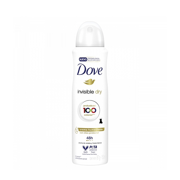 Xịt khử mùi khô thoáng Dove Invisible Dry Tested On 100 Colours 48h Vega