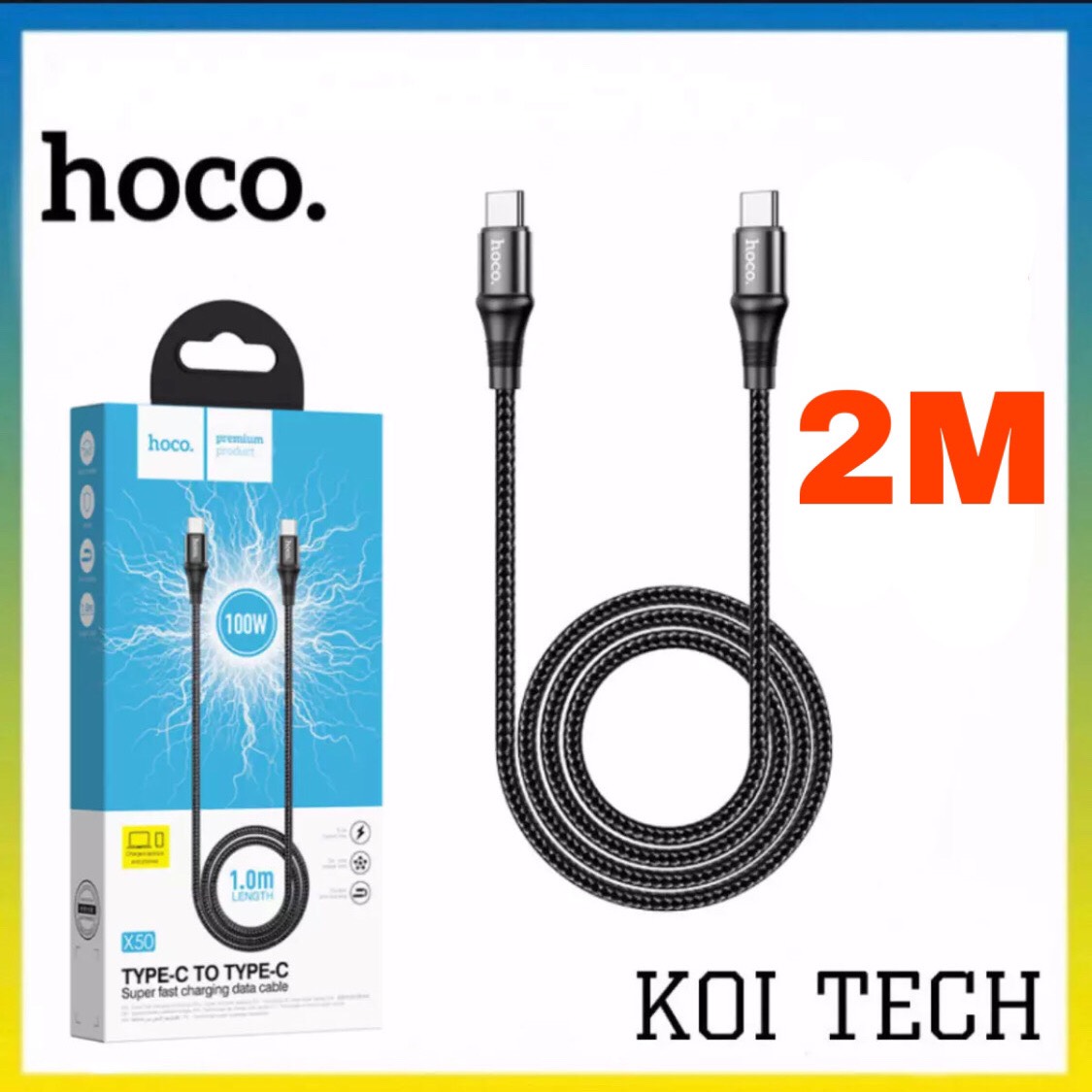Cáp sạc nhanh 100W type c to type c Hoco UC50 dài 1m 2m - dây sạc 2 đầu type c  bọc dù siêu bền cho samsung xiaomi macbook  - KOI TECH