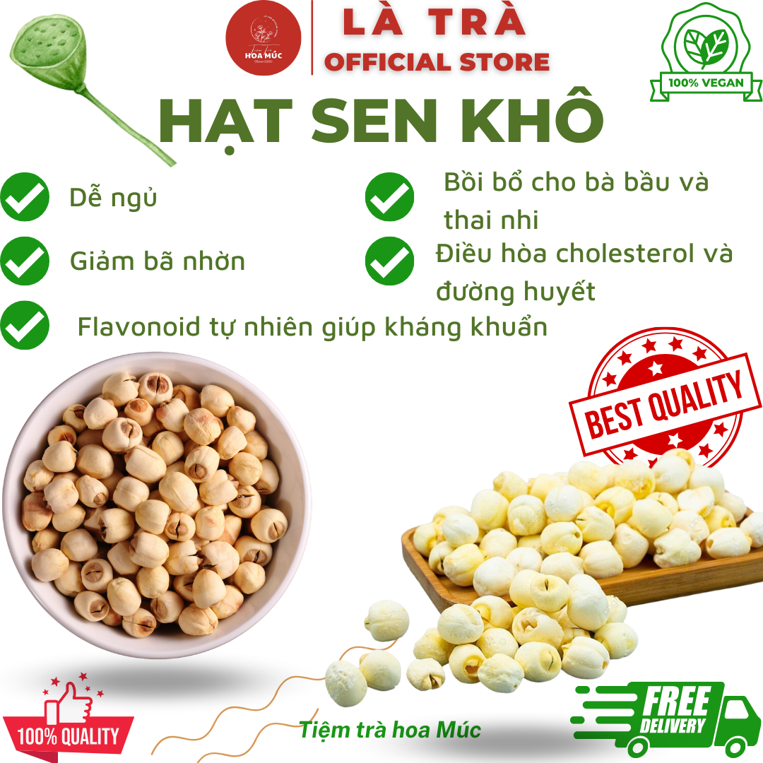 Sỉ - 500g hạt sen khô đồng tháp loại 1 ngon bùi date 2024 là trà freeship