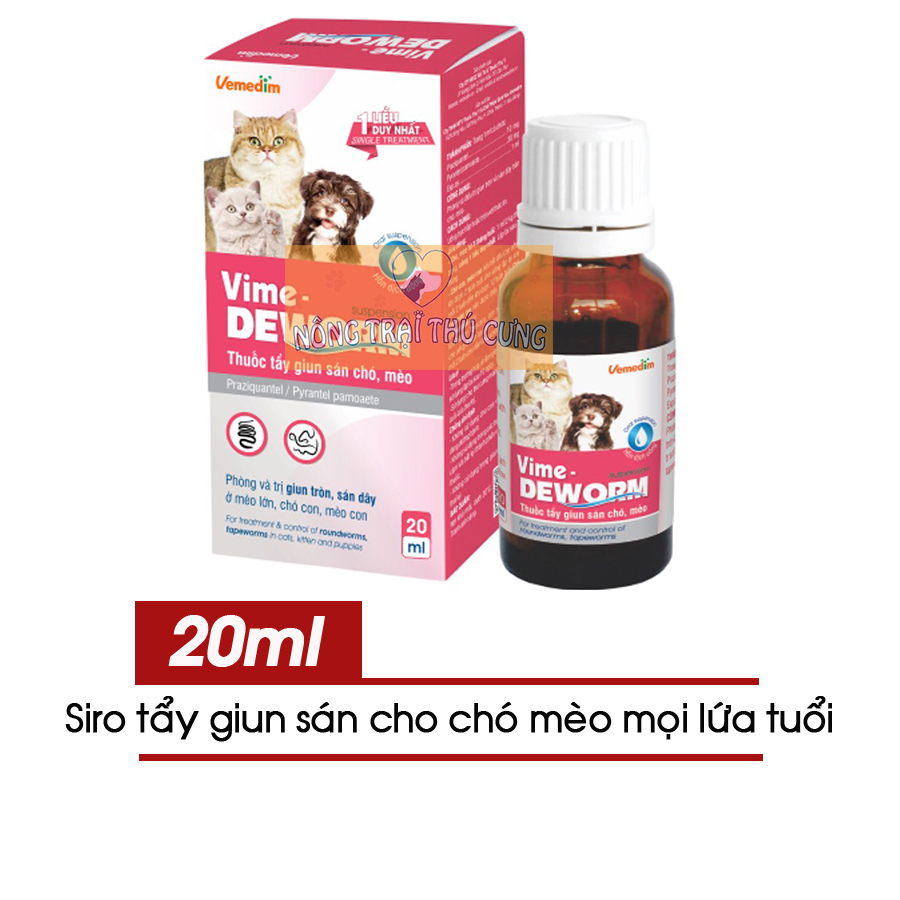 Tẩy Giun Sán Cho Chó Mèo Dạng Nước Vime-DEWORM 20ml - [Nông Trại Thú Cưng]